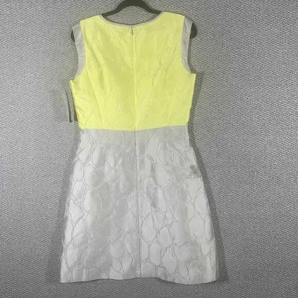 Lafayette 148 Womens Dress Womens 6 Yellow Beige Jacquard Sleeveless Silk‎ Blend